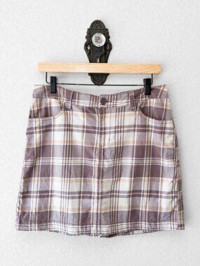 St Johns Bay Brown Plaid Skort Built In Shorts Casual Preppy Size 8